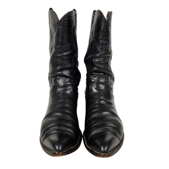 Justin Boot Co Vintage Black Leather Western Cowboy Boots Slouchy Mens Size 10 E - Picture 6 of 13